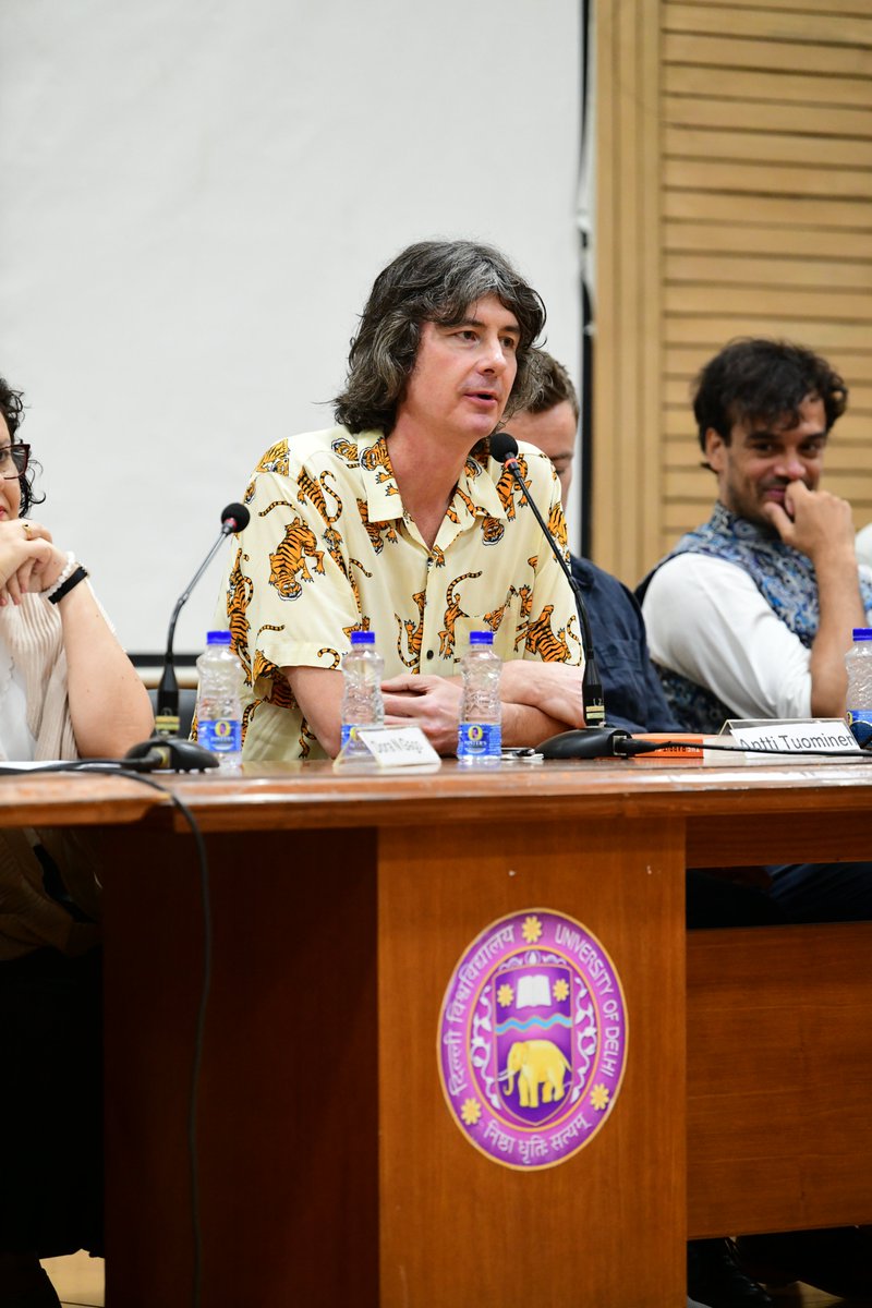FinlandinIndia's tweet photo. On Day 1 of the #LongNightofLiteratures, the Department of Germanic &amp; Romance Studies and the Department of Slavonic &amp; Finno- Ugrian studies held a panel discussion at the @UniofDelhi with the participating authors about the Pandemic and how it affected their writing https://t.co/W6q4CvmTyC