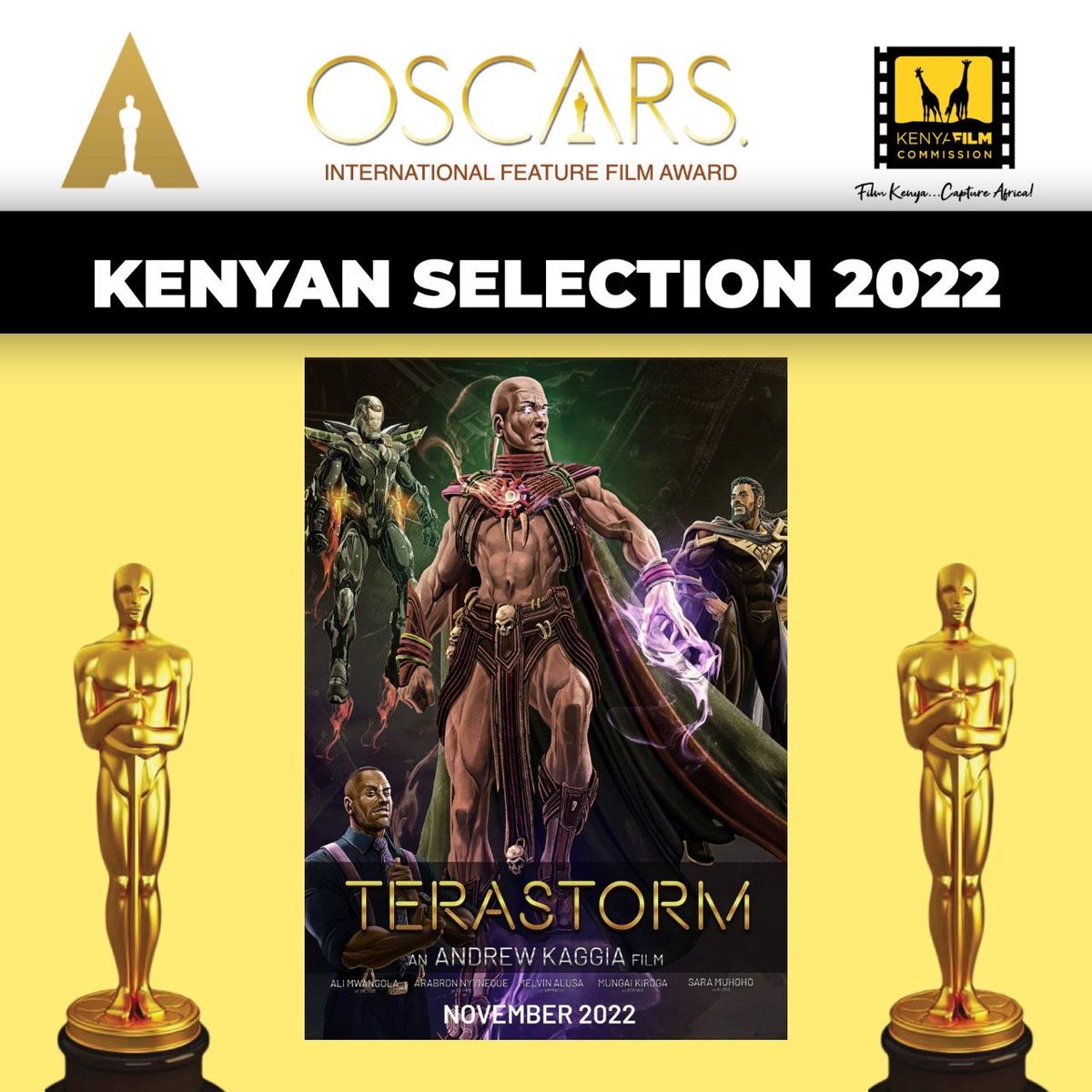 The Oscar Selection Committee - Kenya has selected the Film Terastorm by Afrikana Digital as the Kenyan submission for the Best International Feature Film category for the 95th Academy awards popularly known as the Oscars.