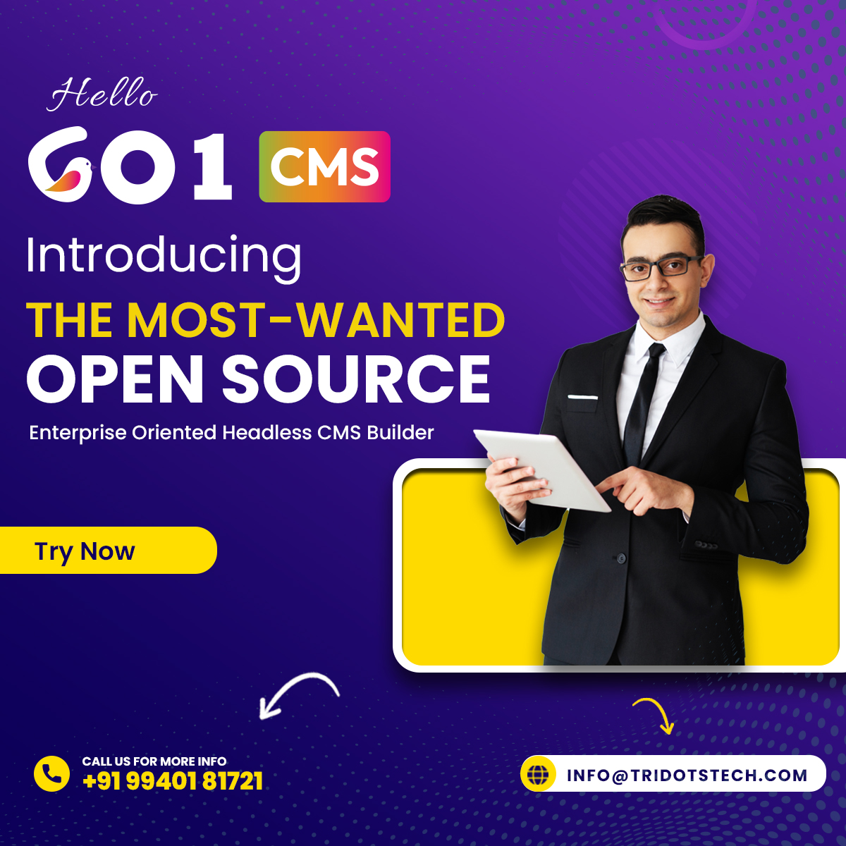 The wait is over. Welcome to Go1 CMS, the most-wanted, open source headless CMS portal to build multiple websites simultaneously! 

Simply create, design, and manage your next enterprise project with advanced Page Builder built using <a href="/erpnext/">ERPNext</a>  Frappe, Ionic, Angular technologies.