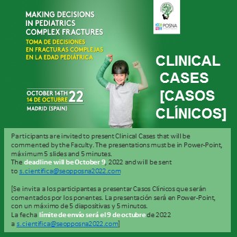 📢📢📢CLINICAL CASES [CASOS CLÍNICOS] 📌Making decisons in pediatrics complex fractures 📌Toma de decisiones en fracturad complejas @SEOP_news @POSNA_org ➡️For further information: seopposna2022.com/casos_clinicos…