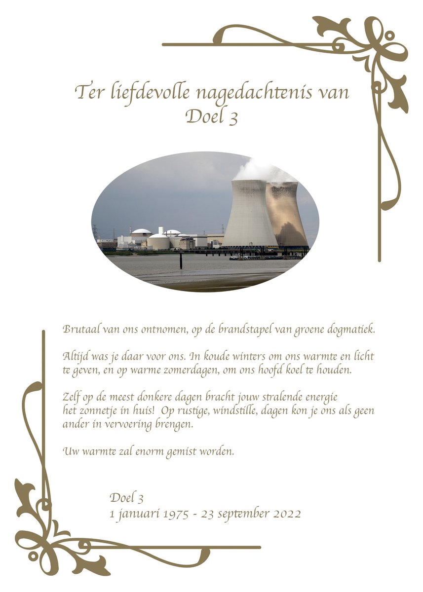 R.i.P.
Grote strategische fout <a href="/TinneVdS/">Tinne Van der Straeten</a> uit dogmatische overweging. De scalp van Doel 3 als jachttrofee voor het missen van de 'volledige uitstap'.

#Doel3 #kernuitstap #vivaldi #nietmijnregering