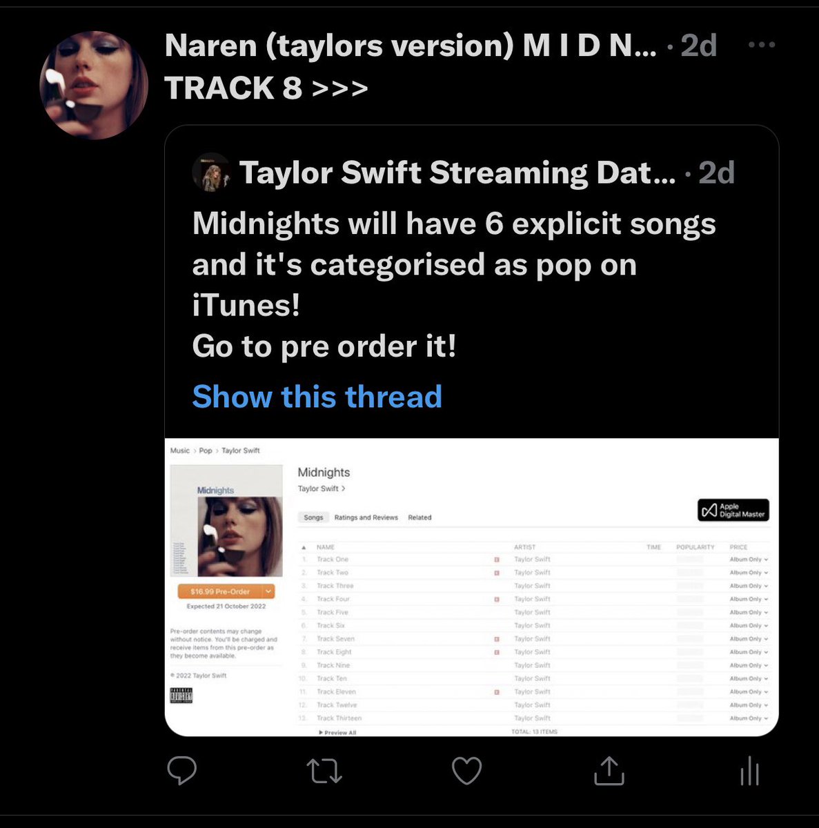 Inv1sibleMan's tweet image. IVE NEVER BEEN PROUDER OF MYSELF!😭 She announced the title of MY #MidnightsTS song! AND SHE SWORE #track8 #TaylorSwift #MidnightsMayhem