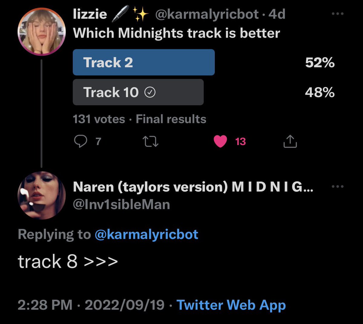 Inv1sibleMan's tweet image. IVE NEVER BEEN PROUDER OF MYSELF!😭 She announced the title of MY #MidnightsTS song! AND SHE SWORE #track8 #TaylorSwift #MidnightsMayhem
