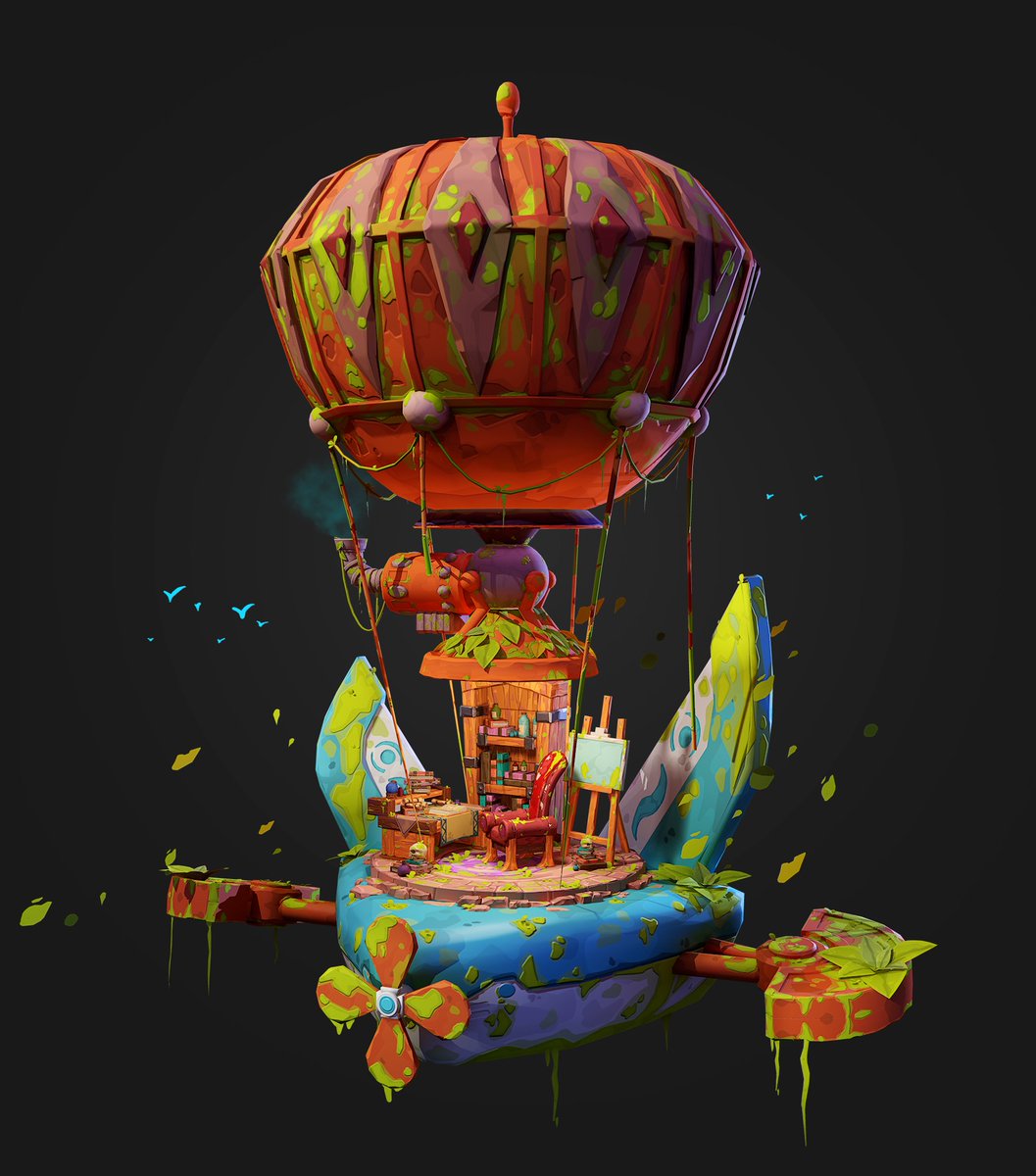 Hello here is my interpretation of the work of liquidcoco李奎德 
I immediately fell in love with the colors of the concept, that's what motivated me to do it again in 3d
artstation.com/artwork/LeQd9v
#fantasy #3D #Fanart #marmoset #gameart #airballoon #haven #substancepainter #ZBrush
