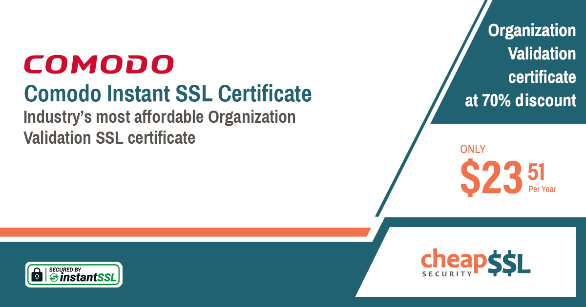 sslsecurity's tweet image. Comodo Instant SSL Certificate SALE - Save Up to 70% on InstantSSL Certificate Product Line. Enjoy more discounts - cheapsslsecurity.com/comodo/instant…

#comodoinstantssl
#cheapinstantssl
#cheapssl
#https 
#security