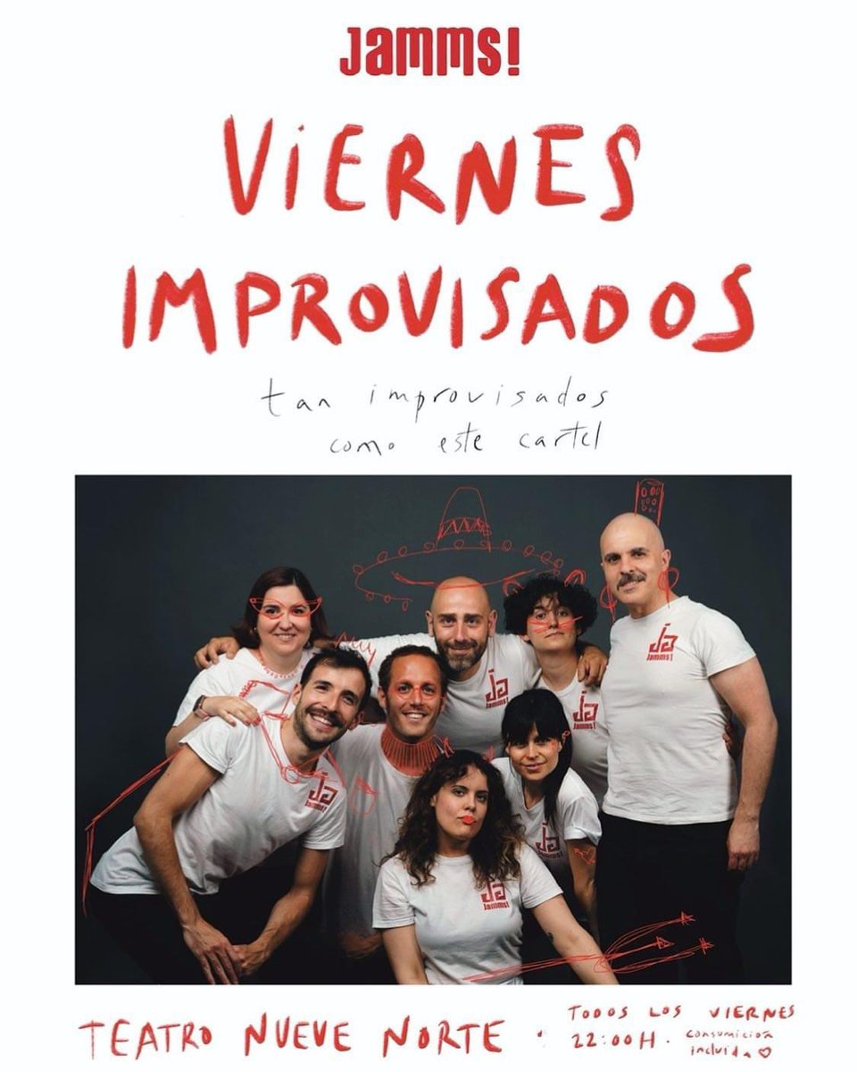 ¡Viernes de impro! A las 22:00 te espera la mejor sesión de impro ¡con consumición incluida! El pasado viernes fue espectacular. ¿Repetimos? Entradas en atrapalo.com/entradas/viern… <a href="/jamms_teatro/">Jamms!</a>