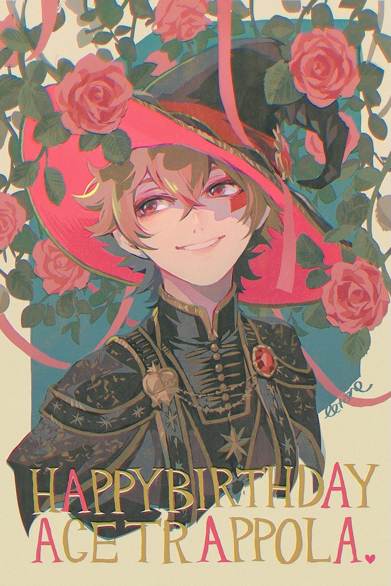 1boy male focus flower solo hat rose smile  illustration images