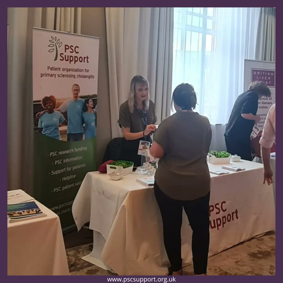PSCSupportUK's tweet photo. This week, liver doctors, nurses and researchers are meeting at the @basl_events Annual Meeting in Leeds. @maxceline_ is back from maternity leave and flying the flag for the PSC community 🎉. It's a great opportunity to talk abut PSC! #LetsBeatPSC https://t.co/sxwmiipqzL