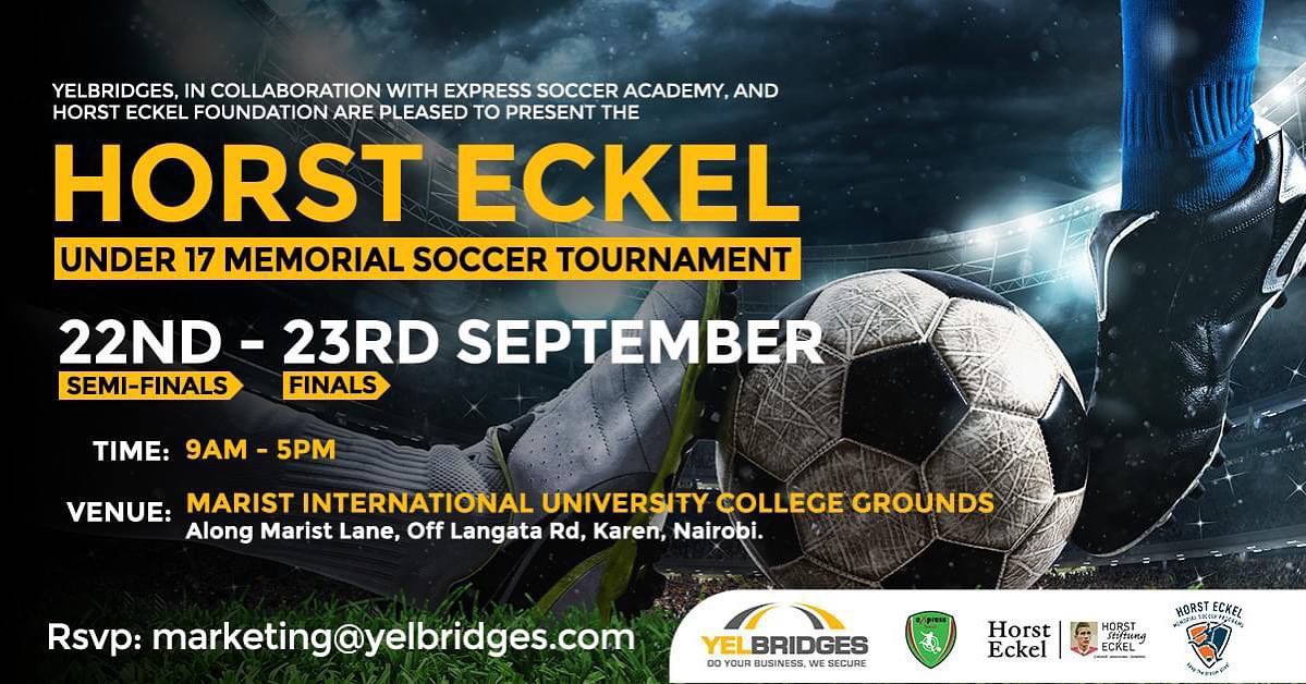 Express-Academy (@expresssoccerke) on Twitter photo Today <a href="/horsteckel/">horst eckel</a> #memorial #soccer #tournament #finals take place at <a href="/maristkenya/">MIUC</a> at 12 noon.
<a href="/horsteckel/">horst eckel</a> U17 tournament was played this week with 16 teams on board.
Thank you <a href="/yelbridges/">Yelbridges</a> and <a href="/EckelSoccer/">HorstEckelSoccerKenya</a> for your support. Today <a href="/horsteckel/">horst eckel</a> #memorial #soccer #tournament #finals take place at <a href="/maristkenya/">MIUC</a> at 12 noon.
<a href="/horsteckel/">horst eckel</a> U17 tournament was played this week with 16 teams on board.
Thank you <a href="/yelbridges/">Yelbridges</a> and <a href="/EckelSoccer/">HorstEckelSoccerKenya</a> for your support.