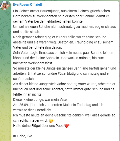 Das ist alles so traurig. Der kleine Bub musste wahrscheinlich auch noch auf steinigen Bergpfaden barfuß zur Schule laufen. Falls es in Griechenland in den 50ern überhaupt Schulen gab.
#EvaRosen