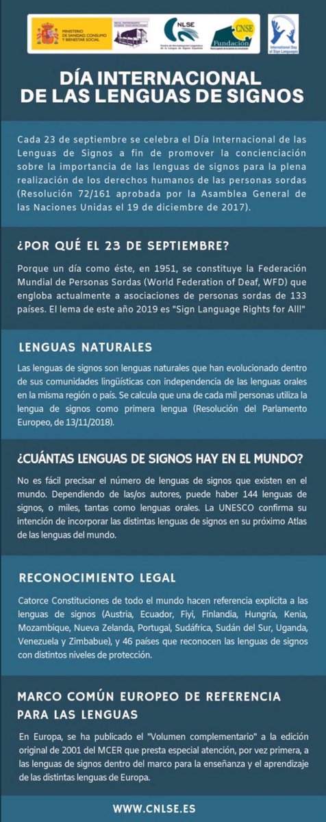 NoInvisibles's tweet image. Hoy es #DíaDeLasLenguasDeSeñas #SignLanguagesDay
@UN lo propuso en 2017, para reivindicarlas como parte de la diversidad lingüística y cultural
Hay mas d 70 mill. de personas sordas q utilizan unas 300 lenguas de signos.
Las lenguas de señas nos unen‼️👋🏻👇
un.org/es/observances…