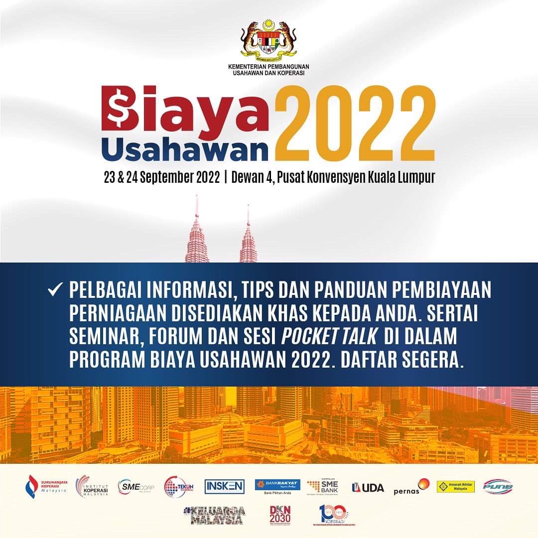 ESOK LAST DAY!!

Biaya Usahawan 2022 (23 & 24 September 2022)

Jangan lepaskan peluang, daftar segera di form.evenesis.com/biaya2022

#KeluargaUsahawan
#KeluargaMalaysia 
#ProudToBeMalaysia

@KUSKOPMalaysia