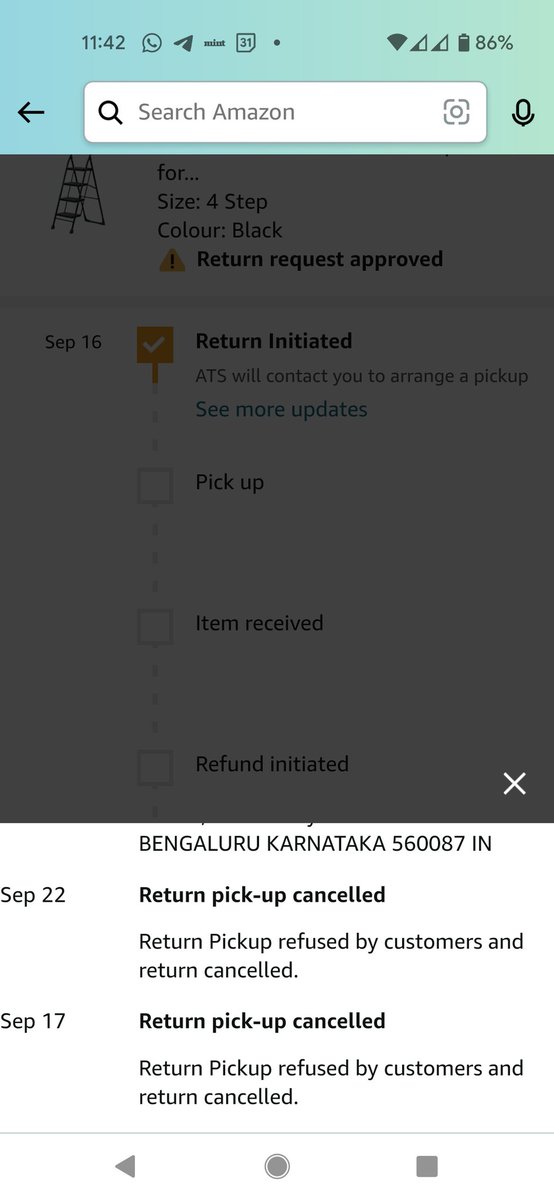 YashGupta_1996's tweet photo. @amazon @amazonIN 
I ordered a ladder and received this black jug instead and when I try to return it, Amazon executives are not responsive on the chat or call, while the return tracker says I cancelled the return. I have a full-time job you know, can't just keep following up. https://t.co/L1PKUyD8Qd
