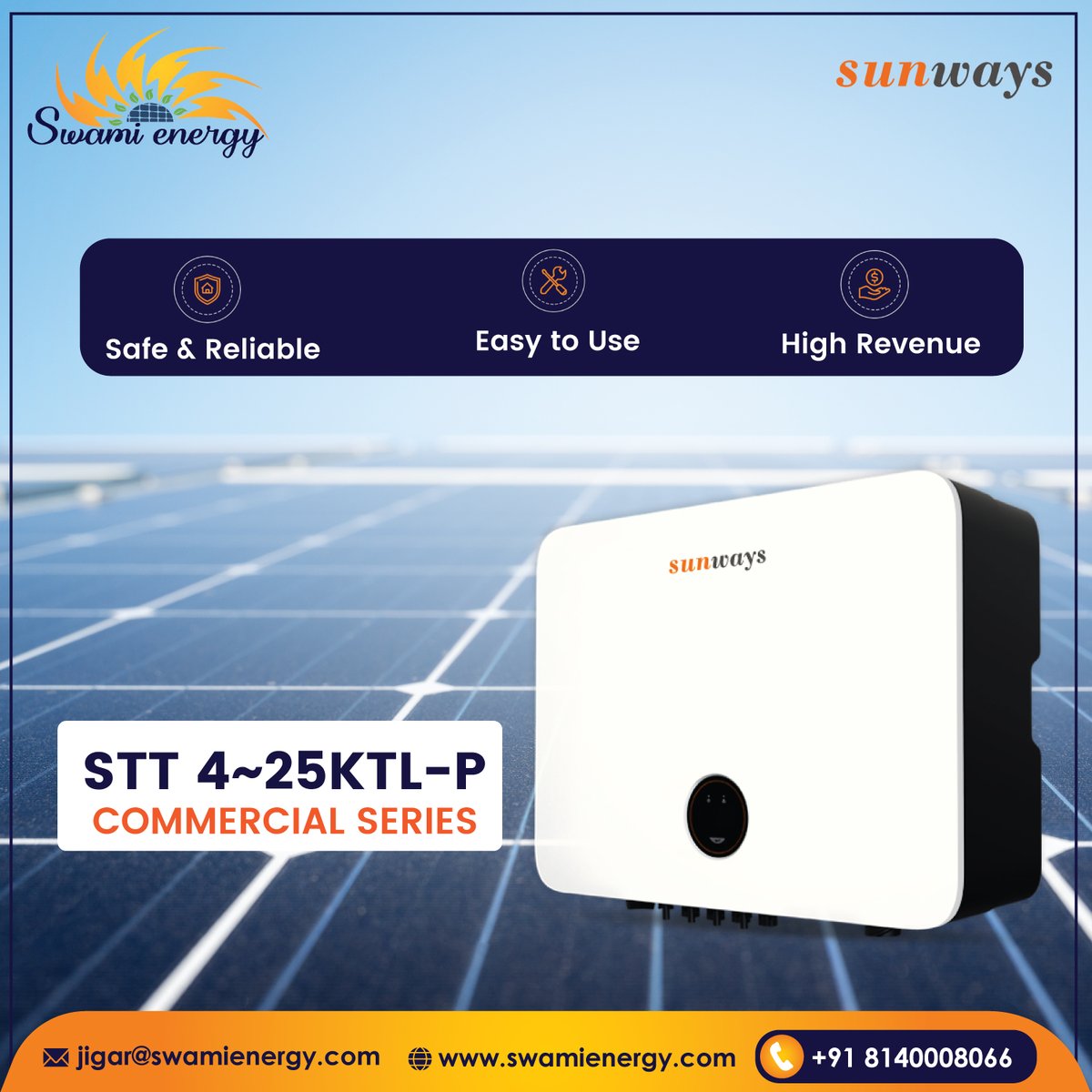 swamienergy's tweet photo. Buy Commercial Series Solar Inverter by Swami Energy

SUNWAYS STT 4~25 KTL-P

COMMERCIAL SERIES : STT 4K/5K/6K/8K/10K/12K/15K/17K/20K/25KTL-P

🌐https://t.co/dfFfnWQgjH

#swamienergy  #solarinverter #inverter #sunways #sunwaysinverter #Commercialinverter https://t.co/c3Hj0RDjId
