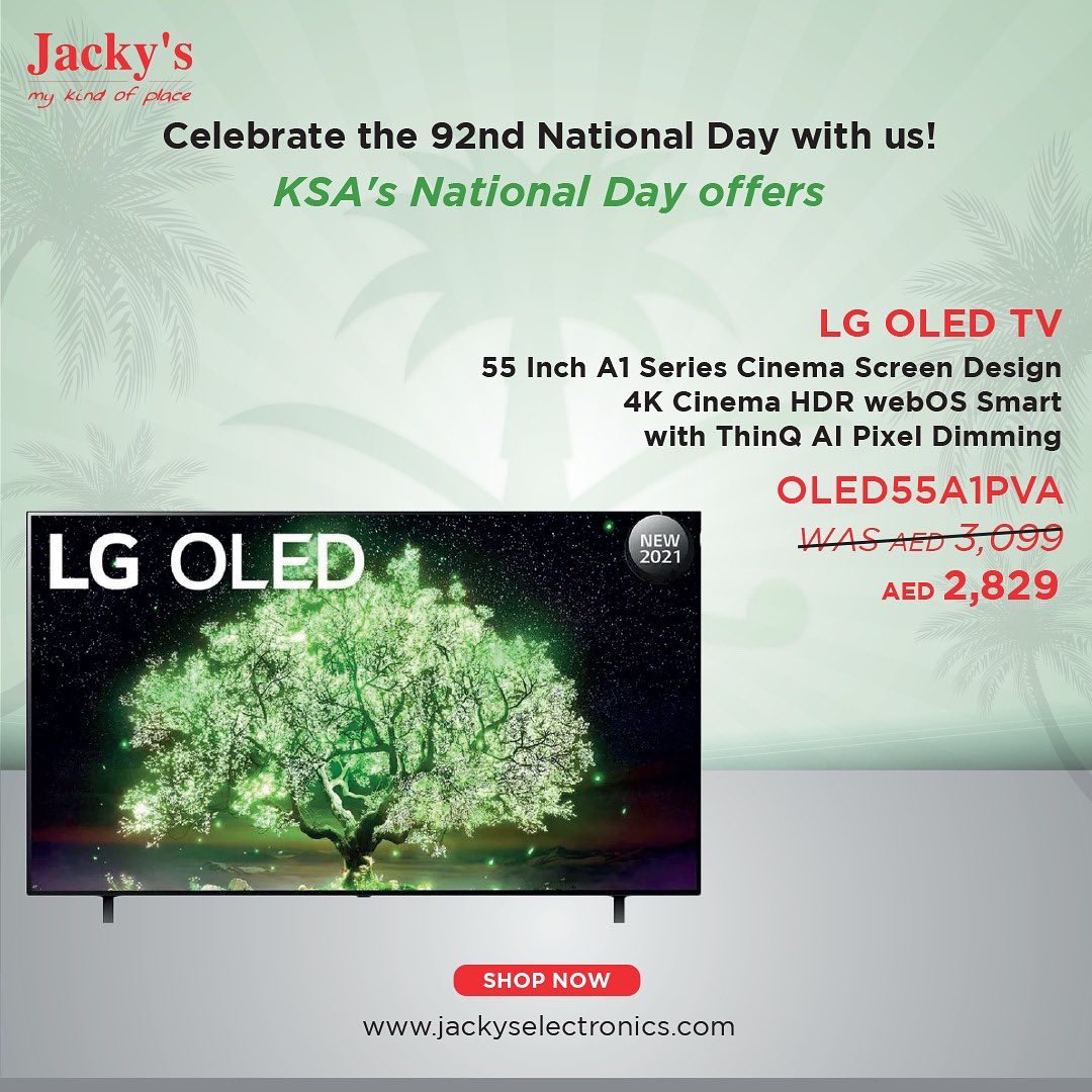 jackysuae's tweet photo. Celebrate the 92nd KSA national day with us! 

Special offer for the Saudi National Day are available at Jacky’s! 

Shop Now from:

https://t.co/g497XYPx8y 

#ksa #nationaday #ksanationalday #saudiarabia #jackyselectronics #dubai #uae #electronics #tv #offers https://t.co/dNknQTRJBW