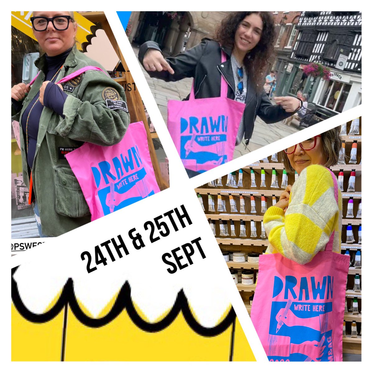 cheriejerrard's tweet photo. You’ll see a lot of these bags this weekend #Shrewsbury #DRAWN https://t.co/QeEteoLuok