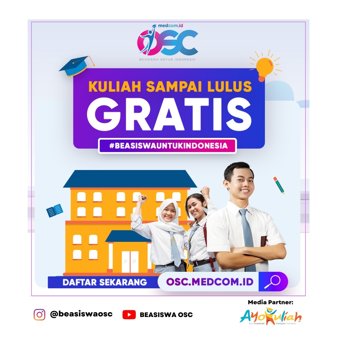 ayokuliahid's tweet photo. Raih kesempatan kuliah gratis sampai lulus dari 27 kampus favorit di Indonesia dengan Beasiswa Online Scholarship Competition 2022. Daftarkan diri kalian di https://t.co/2sZyiyQrHU

#Beasiswakuliah #beasiswas1 https://t.co/GDQ5B8xLYb