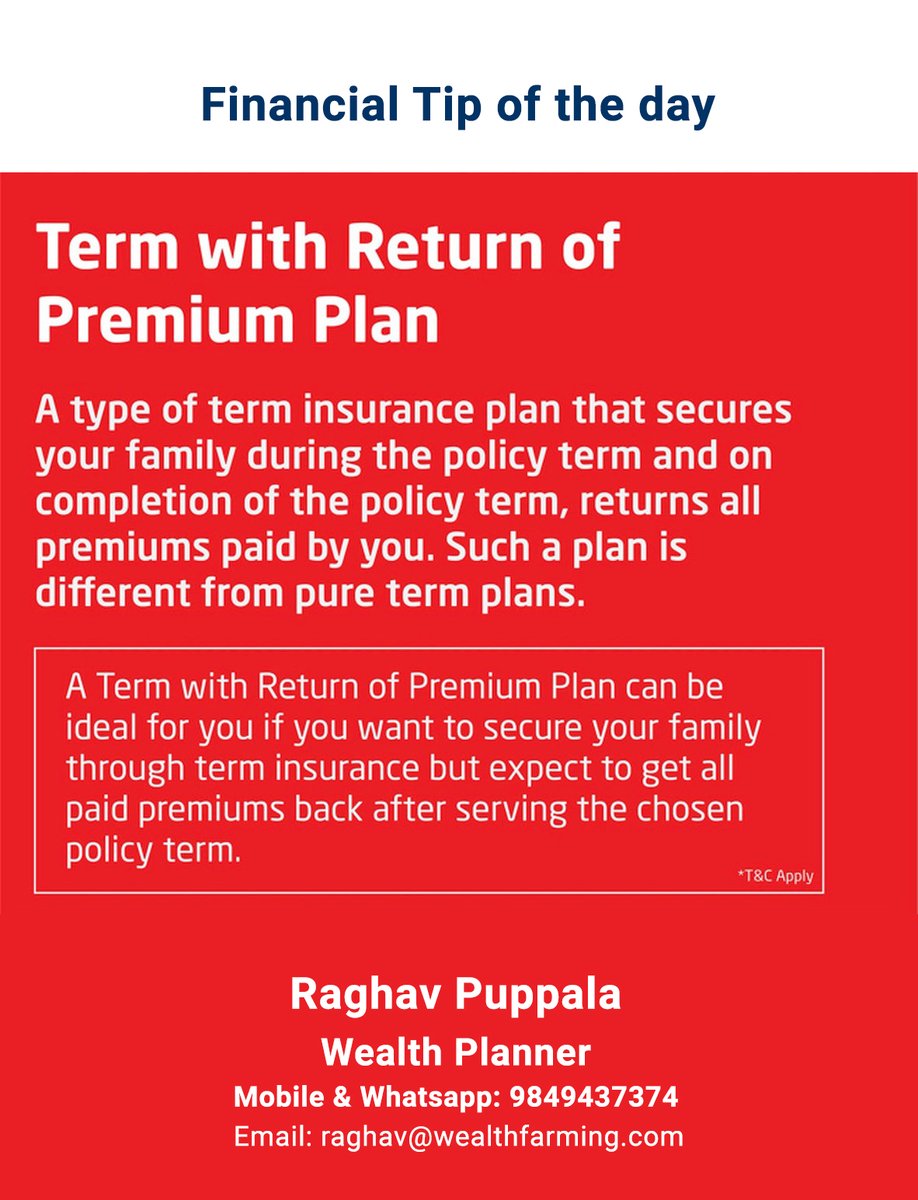 NAdsxcell's tweet image. Financial tip of the day
#financialtipoftheday #term #premiumplan #wealthplanner