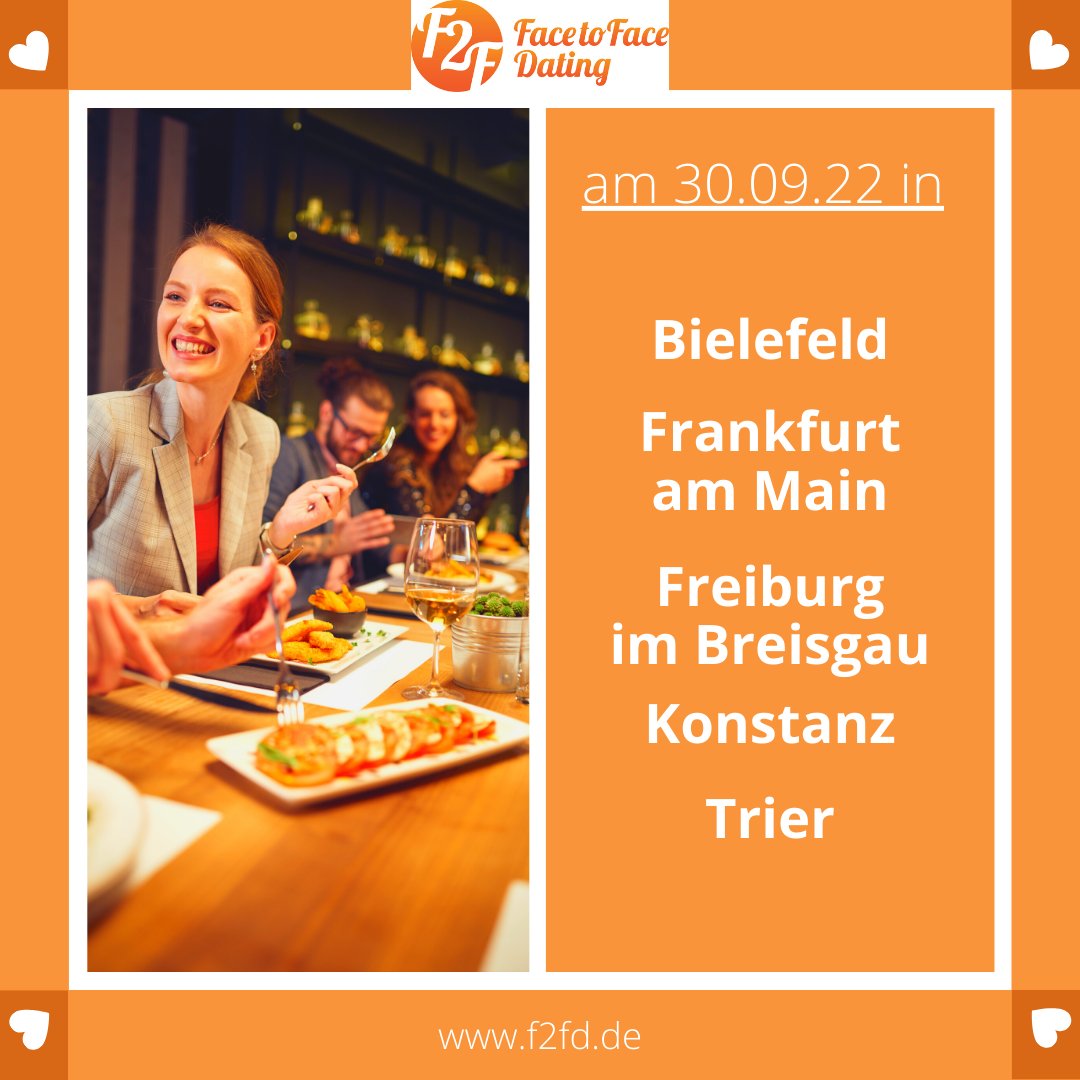 F2Fdating's tweet photo. Barhopping für Singles in unterschiedlichen Altersgruppen!
In 3 Runden triffst du jeweils auf 6-8 andere Singles und hast bis zu  1,5 Stunden Zeit sie kennenzulernen, es ist also alles andere als ein Speeddating! ;) #Bielefeld #FrankfurtamMain #FreiburgimBreisgau #Konstanz #Trier https://t.co/4vir3Z3e6L