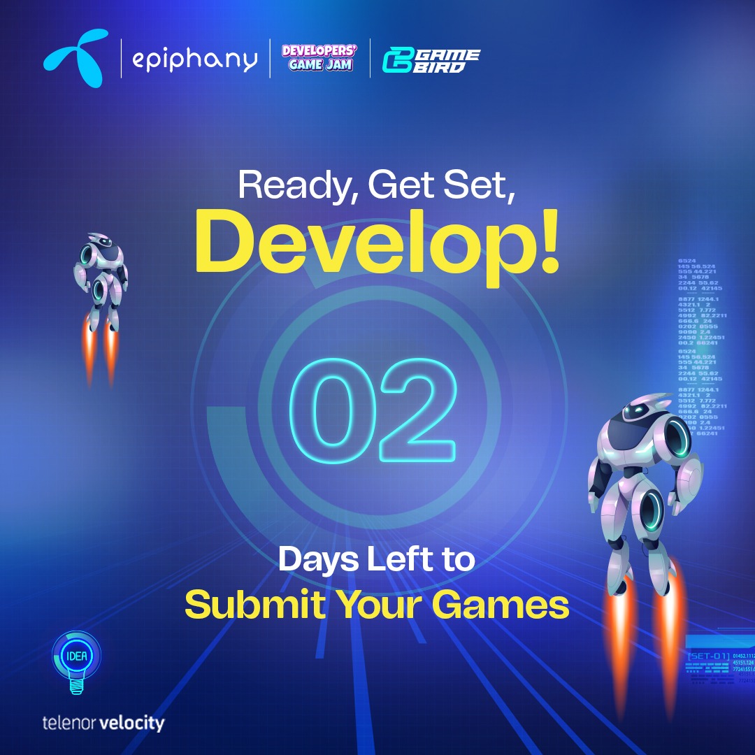 epiphanypk's tweet photo. Hurry Up Jammers! Time’s running fast, gear up to show your talents and present your efforts. Only two days left to submit your games!

#devgamejamgamebird #developersgamejam #gamebird #epiphanygames #telenorvelocity #telenor https://t.co/oJIZi8ImdO