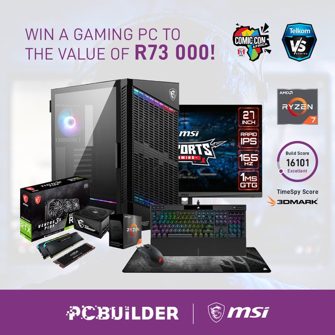 AfricanGaming's tweet photo. Did you know that @PCBuilderZA has not one, but TWO PCs up for grabs at @ComicConAfrica?

Head to the RODE stand: https://t.co/hMVGpqJLOr
and the @TelkomZA stand: https://t.co/5kclBccysW

#gaming #gamingZA #eventsZA #ZAstreams #ZAstreamers https://t.co/0iMXPzq5y7