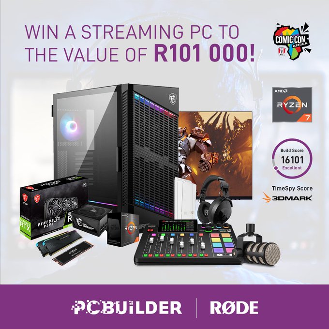 AfricanGaming's tweet photo. Did you know that @PCBuilderZA has not one, but TWO PCs up for grabs at @ComicConAfrica?

Head to the RODE stand: https://t.co/hMVGpqJLOr
and the @TelkomZA stand: https://t.co/5kclBccysW

#gaming #gamingZA #eventsZA #ZAstreams #ZAstreamers https://t.co/0iMXPzq5y7