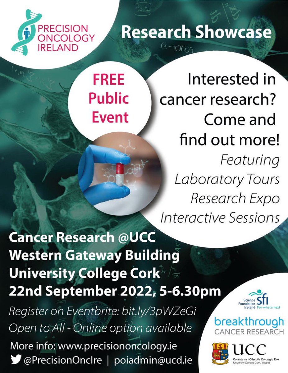 BreakthroCancer's tweet photo. We were delighted to be part of the #POIShowcase Day in @CanResUCC yesterday evening. Absolutely fantastic turnout to mark #WorldCancerResearchDay, organised by @PrecisionOncIre and supported by @ScienceIrl https://t.co/Xaxwe8aD8H