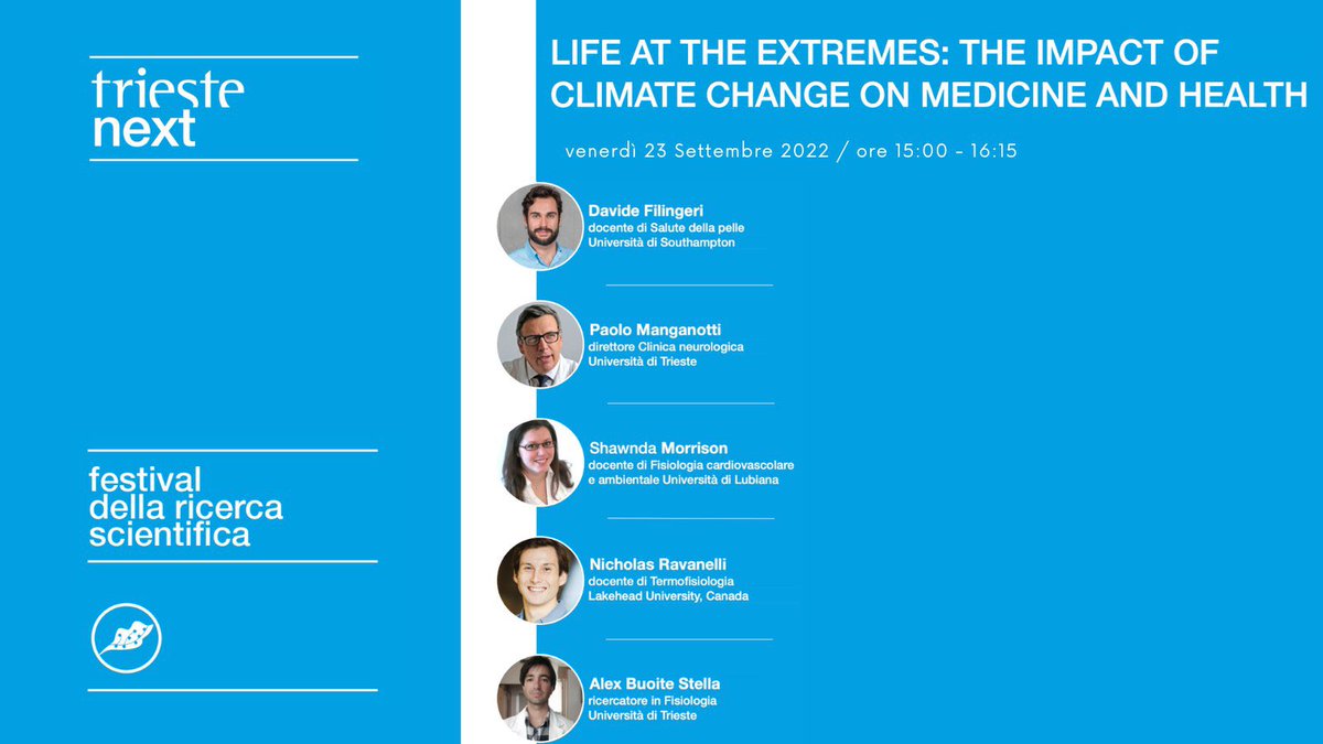 Università di Trieste (@unitrieste) on Twitter photo LIFE AT THE EXTREMES
#TriesteNext
📅 23-09 / ore 15
📍Palazzo <a href="/regioneFVGit/">Regione FVG</a>
🎙️ Davide Filingeri, <a href="/unisouthampton/">University of Southampton</a>
🎙️ Paolo Manganotti, <a href="/NeuroTrieste/">Clinical Unit of Neurology - Trieste</a>
🎙️ Shawnda Morrison, <a href="/unilj/">univerzalj</a>
🎙️ <a href="/nickravanelli/">Nicholas Ravanelli</a>, <a href="/mylakehead/">Lakehead University</a>
🎙️ <a href="/BuoiteStellaA/">Alex Buoite Stella</a>
triestenext.it/tc-events/life… LIFE AT THE EXTREMES
#TriesteNext
📅 23-09 / ore 15
📍Palazzo <a href="/regioneFVGit/">Regione FVG</a>
🎙️ Davide Filingeri, <a href="/unisouthampton/">University of Southampton</a>
🎙️ Paolo Manganotti, <a href="/NeuroTrieste/">Clinical Unit of Neurology - Trieste</a>
🎙️ Shawnda Morrison, <a href="/unilj/">univerzalj</a>
🎙️ <a href="/nickravanelli/">Nicholas Ravanelli</a>, <a href="/mylakehead/">Lakehead University</a>
🎙️ <a href="/BuoiteStellaA/">Alex Buoite Stella</a>
triestenext.it/tc-events/life…