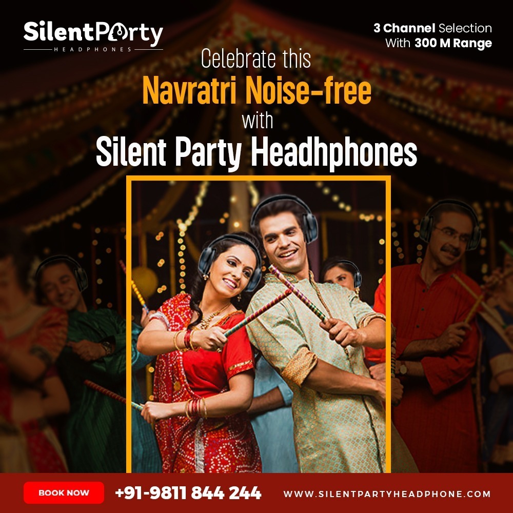 HeadphoneSilent's tweet photo. Get going with your Navratri celebrations and party all night in a noise-less environment! 

Contact us at Silent Party Headphones to rent hi-tech Silent headphones! 

Call us now! - +91 - 9811 844 244

Read More: https://t.co/UZ9OjUlAMf

#silentdisco #silentgarba https://t.co/qMd3PsD6Vb