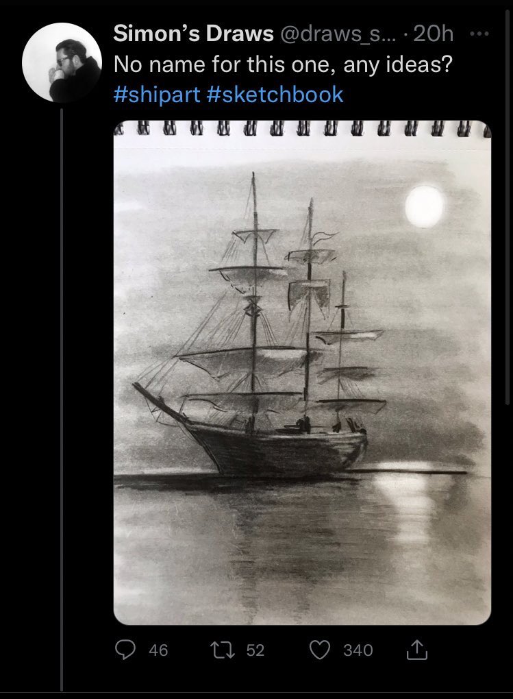 draws_simon's tweet photo. Thank you all! I’ve gone with ‘The Dementor’ ~ #sketchart #shipart #sonamed although all were terrific, apart from ‘Dave’ 😂 https://t.co/pRFsnt8Bm6