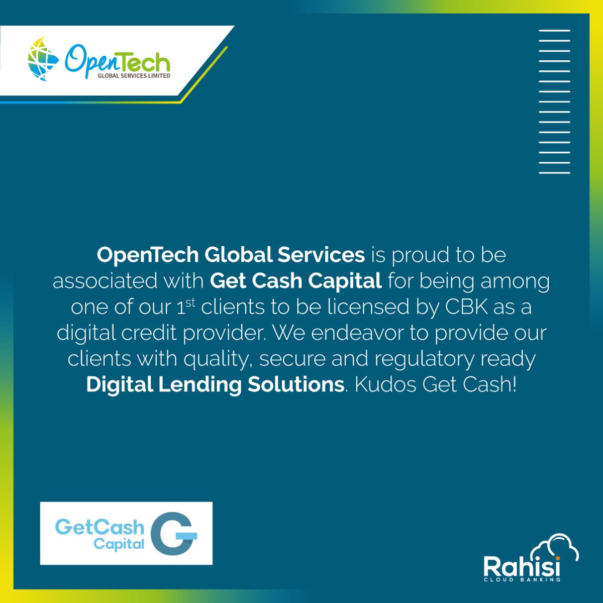 opentech_global's tweet photo. Congratulations Get Cash Capital on this major milestone. https://t.co/bn05ItOaPq