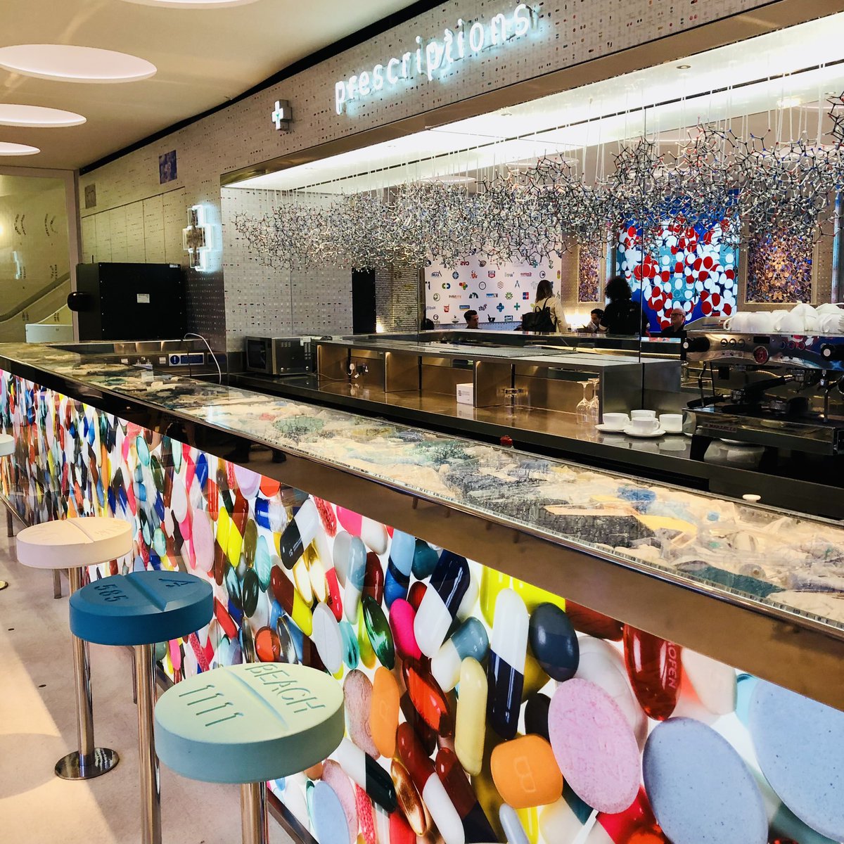 PixelPixelWoman's tweet photo. Who’s excited that @HENI community members get access to one of @hirst_official ‘s legendary #Pharmacy hangouts @NPSGallery ?? See you there soon…💊💊💊 https://t.co/cnof7SgOYg
