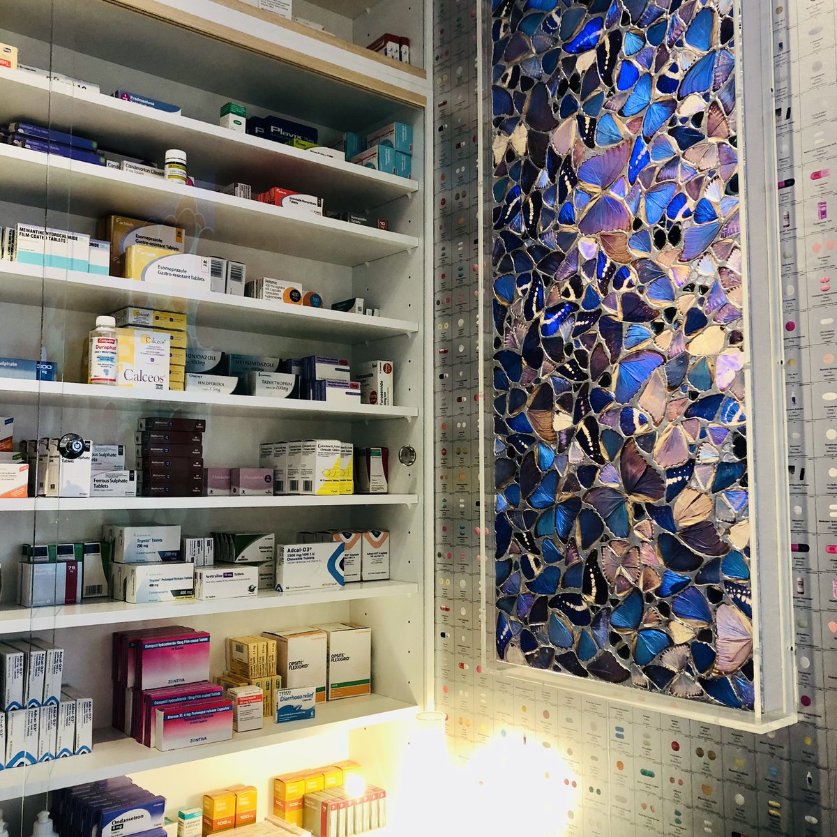 PixelPixelWoman's tweet photo. Who’s excited that @HENI community members get access to one of @hirst_official ‘s legendary #Pharmacy hangouts @NPSGallery ?? See you there soon…💊💊💊 https://t.co/cnof7SgOYg