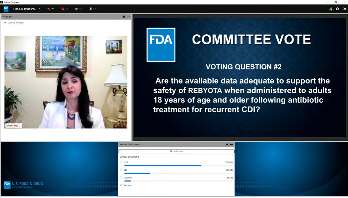 The efficacy question? Approved by 13 / 17 committee members. The safety question? Approved by 12 / 17 committee members. Approved.