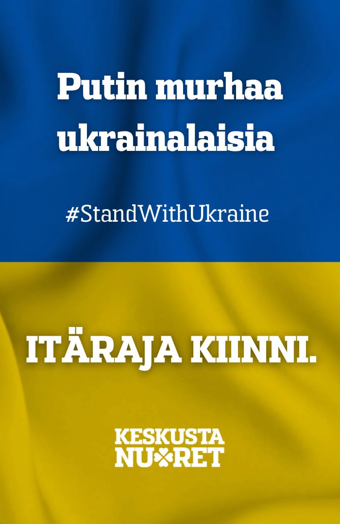 Keskustanuoret osoittavat tukensa <a href="/ps_nuoriso/">Perussuomalainen Nuoriso</a> sanomalle. 

Ilman Venäjän lippua.

#StandWithUkraine