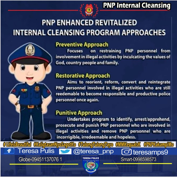 teresa_pnp's tweet photo. #PNPInternalCleansingProgram
#LifeIsBeautiful
#KaligtasanNyoSagotKo
#TulongTulongTayo
#MKKequalsK
#PNPKakampiMo
#WeServeAndProtect
#TeamPNP
#TeamCALABARZON
#teameffort https://t.co/5mEbiqUTpA