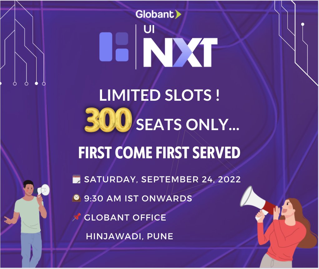 soniarpit09's tweet photo. Only 1 day to go for #uinxt2022 ... are you guys ready to be with great minds...
Don't forget the event is on 24th September 2022 at @Globant
Register here - https://t.co/QAhN6VxatX
#globant #uinxt2022 #javascript #kotlin #flutter #web #web3 #blockchain #iot #grpc #angular #pune https://t.co/d37tIxj9Dk