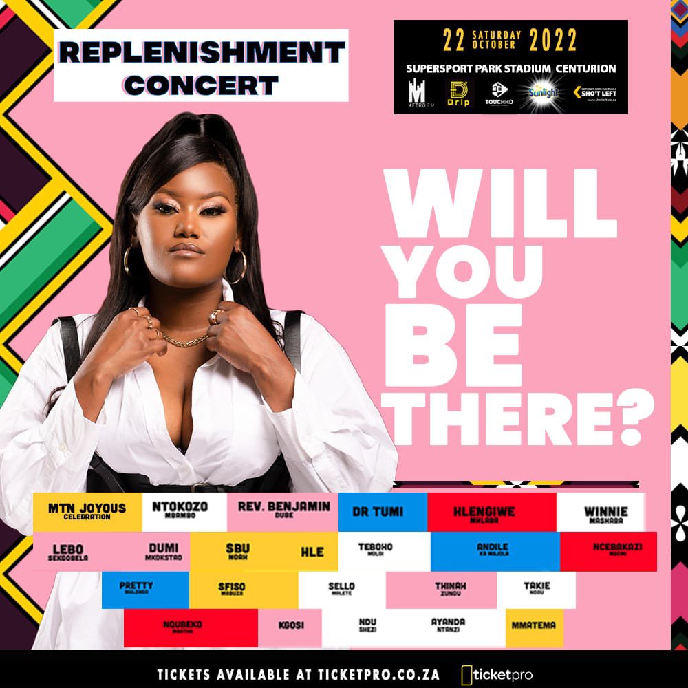 Will you be there? The #ReplenishmentConcert is fast approaching make sure you’re all set to join <a href="/NduShezi/">Ndu Shezi</a> and 22 other amazing gospel artists this October, get your tickets @ticketproza @shell @my_spar See you there 💐