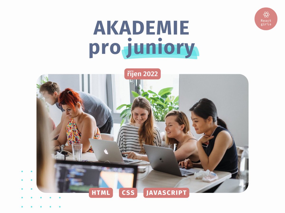 Spustili jsme přihlašování na další juniorní akademii ReactGirls! 👩🏻‍💻 Akademie je vhodná pro úplné začátečníky v kódování nebo mírně pokročilé.
Zaujalo vás to? Mrkněte na náš web pro více informací a vyplnění přihlášky: reactgirls.com/akademie
❗️POZOR - počet míst je omezen❗️