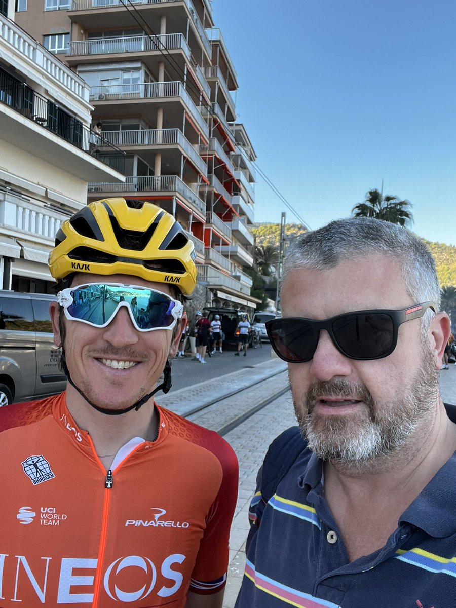 <a href="/GeraintThomas86/">Geraint Thomas</a> <a href="/GeraintsGlasses/">Geraint's Glasses</a> Wow! What a fantastic time to be walking through Port de Soller this morning and bumping into a hero! What a nice man 😃