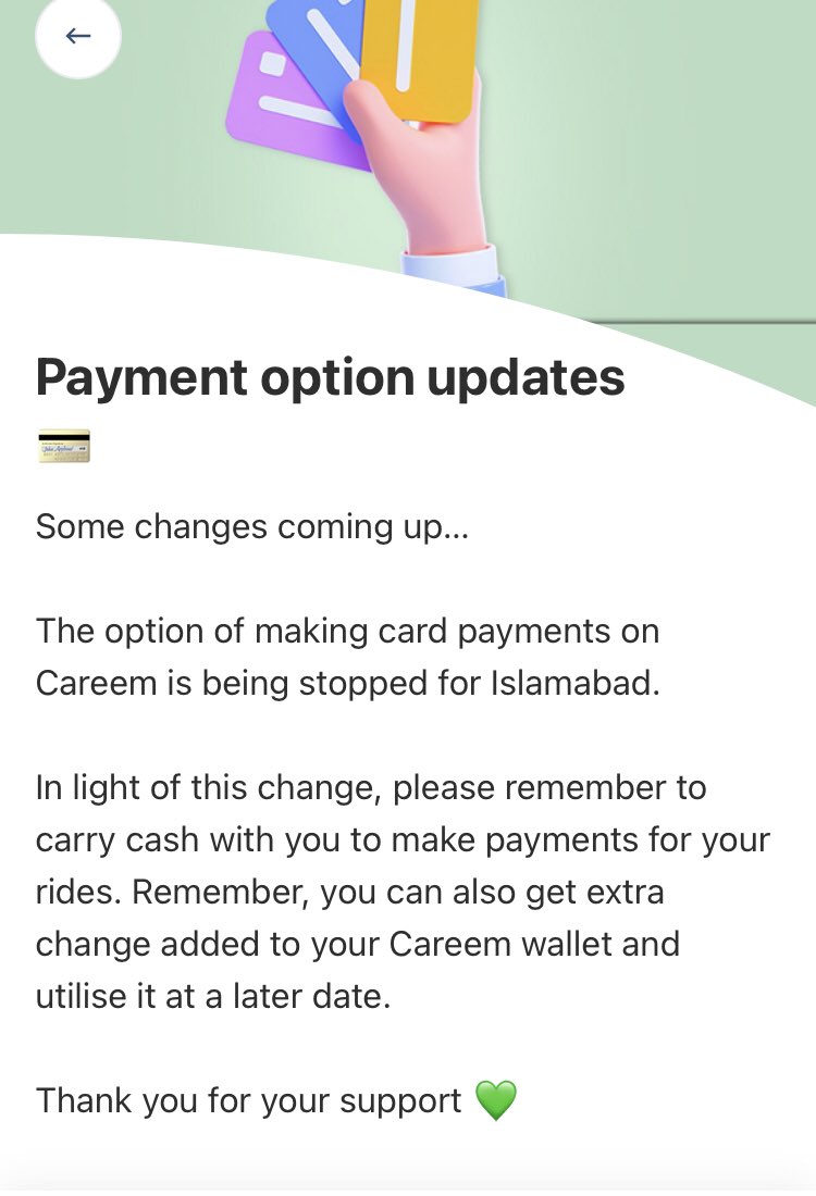 UmarMir_'s tweet photo. So here @CareemPAK provided the ultimate solution of this problem.
By blocking all card payments in Islamabad. 🤦🏻♂️
#GoingBackward https://t.co/6zYQA1FGyY