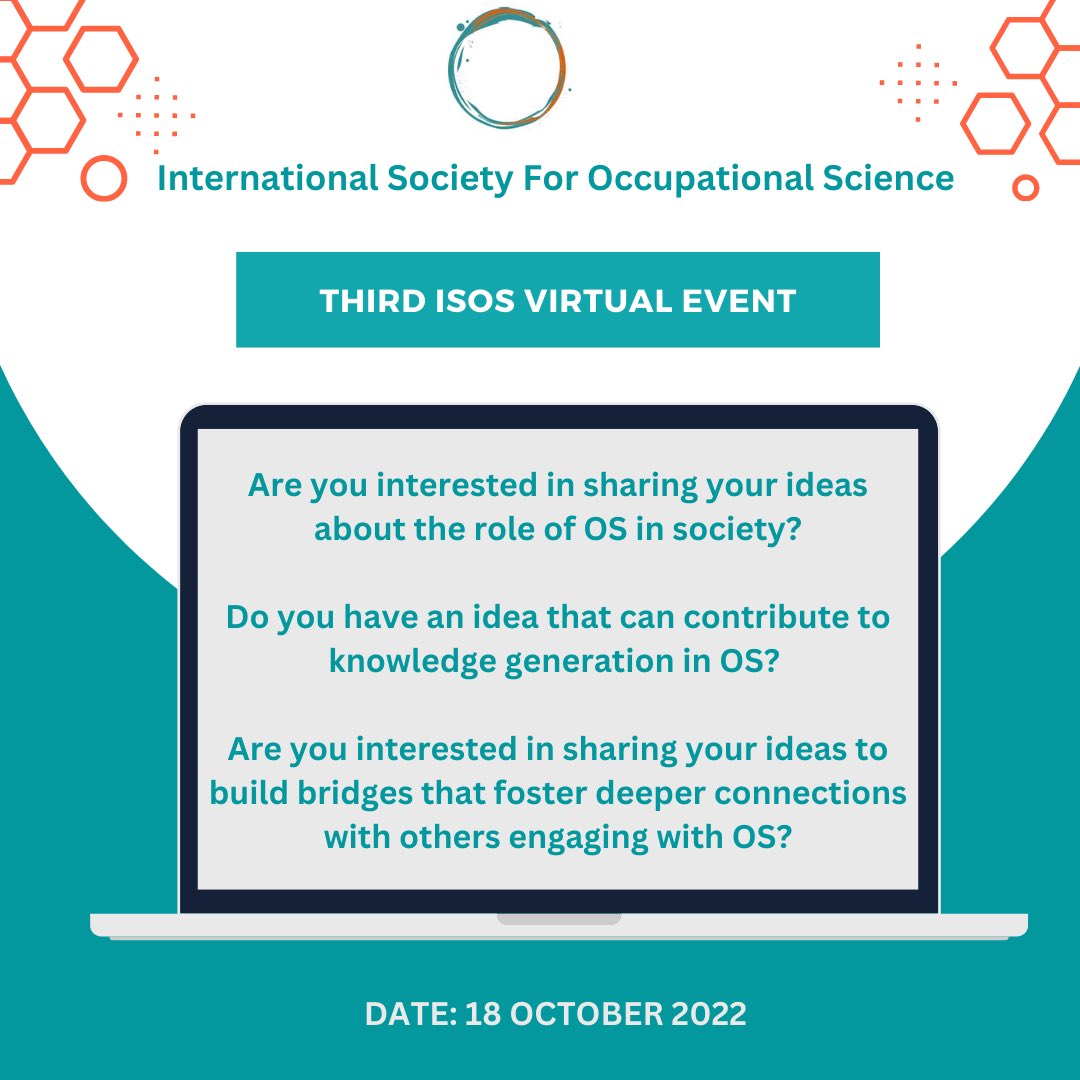 ISOccSci's tweet photo. Instead of ISOS invited speakers, we are excited to invite anyone who would like to share their ideas to contribute to ongoing knowledge development and necessary transformations within occupational science to sign up as a presenter for this event. https://t.co/Va9jsedrIM https://t.co/6xlVtPfs6y