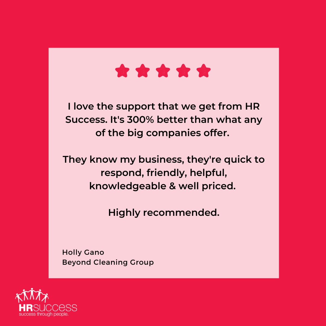 HRSuccess4u's tweet photo. It's always a buzz  to receive a good review from one of our valued clients, that's why we do what we do. Thank you to Holly and the team at Beyond Cleaning Group! #HR #humanresources #fairwork #smallbusiness https://t.co/dp2W7EQGez