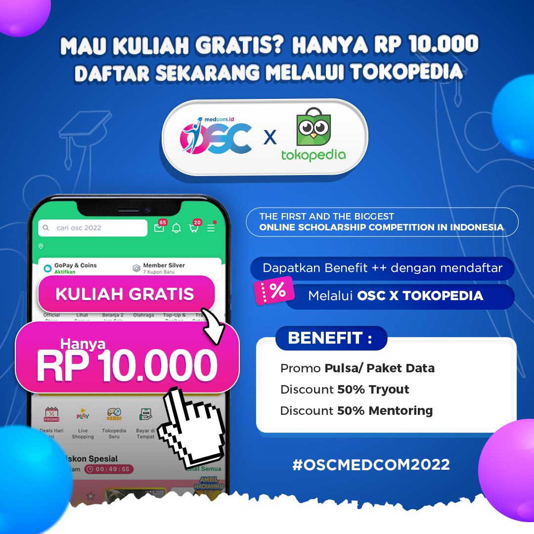 BeasiswaOSC's tweet photo. PENGUMUMAN PENTING!!🎉
#SobatOSC udah tau belum? kalau kalian bisa daftar OSC via @tokopedia untuk mendapatkan voucher promo pulsa, dan voucher discount mengikuti try out & mentoring. Cek terus IG kita @beasiswaosc
#oscmedcom #infobeasiswa #beasiswakuliah #beasiswas1 #tokopedia https://t.co/oRsjWduYfe
