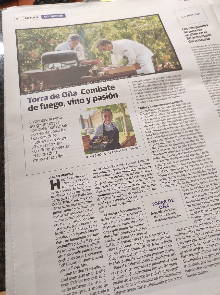 txamu's tweet photo. Mi admirado @biembebido estuvo en la Jam Session de @JRErestaurants en @torredeona y hoy nos deleita con esta gran página en el Jantour de @elcorreo_com 🙌 https://t.co/nHKz3qXtGN