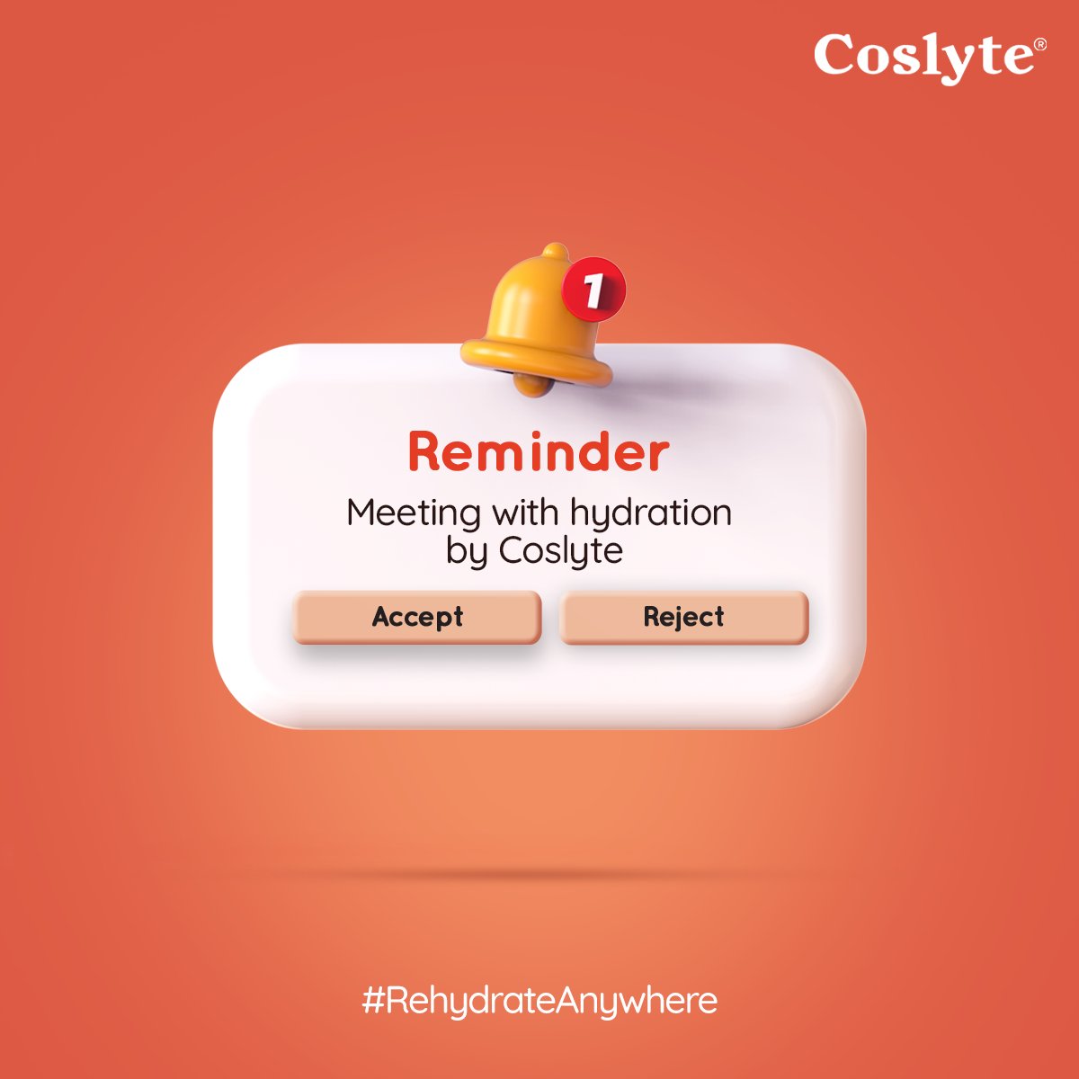 ORSCoslyte's tweet photo. This scheduled meeting is quite important for your health. Donβt skip it. #RehydrateAnywhere with Coslyte. π
To know more about rehydration, visit us at https://t.co/jsxsC8ncHw
#ORS #ORSCoslyte #Hydration #Rehydration https://t.co/1YzgeZu68D