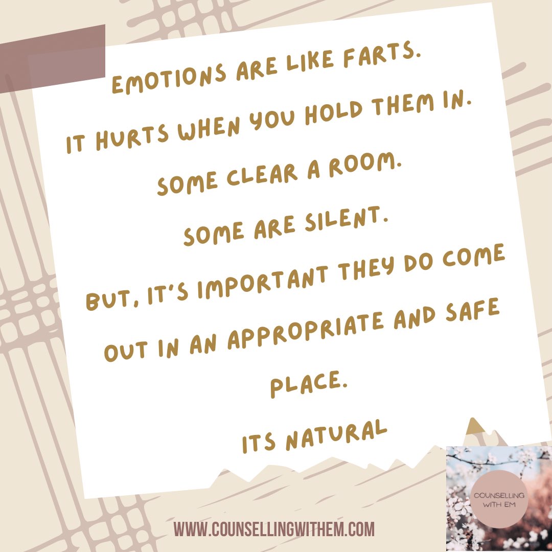 counselling_em's tweet photo. True that…. But seriously farts and feelings have something in common as they both are better out than in🗣️💨
X
#emotions #feelings #feelingsquotes #farts #fartsquad #betteroutthanin #pain #suffering #control #letout #safespace #itsnatural #trusttheprocess #bottledup #talking https://t.co/WW355ik1DH
