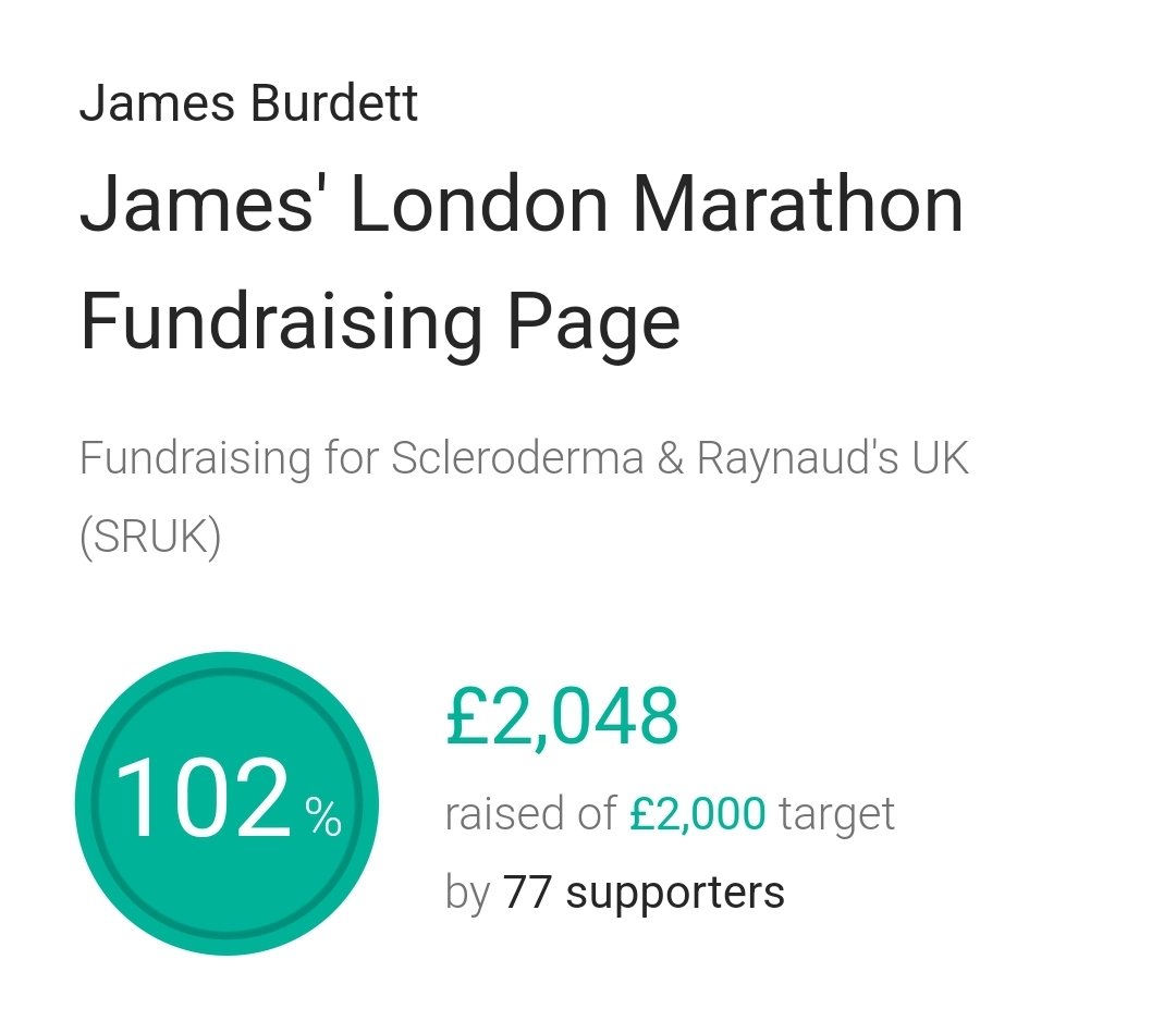 SheffieldOutlaw's tweet photo. This is brilliant, thanks so much to everyone who has supported my fundraising effort for @WeAreSRUK. I'll be digging in on race day to do the best I can. 9 days to go! https://t.co/3fjfI7LWpf