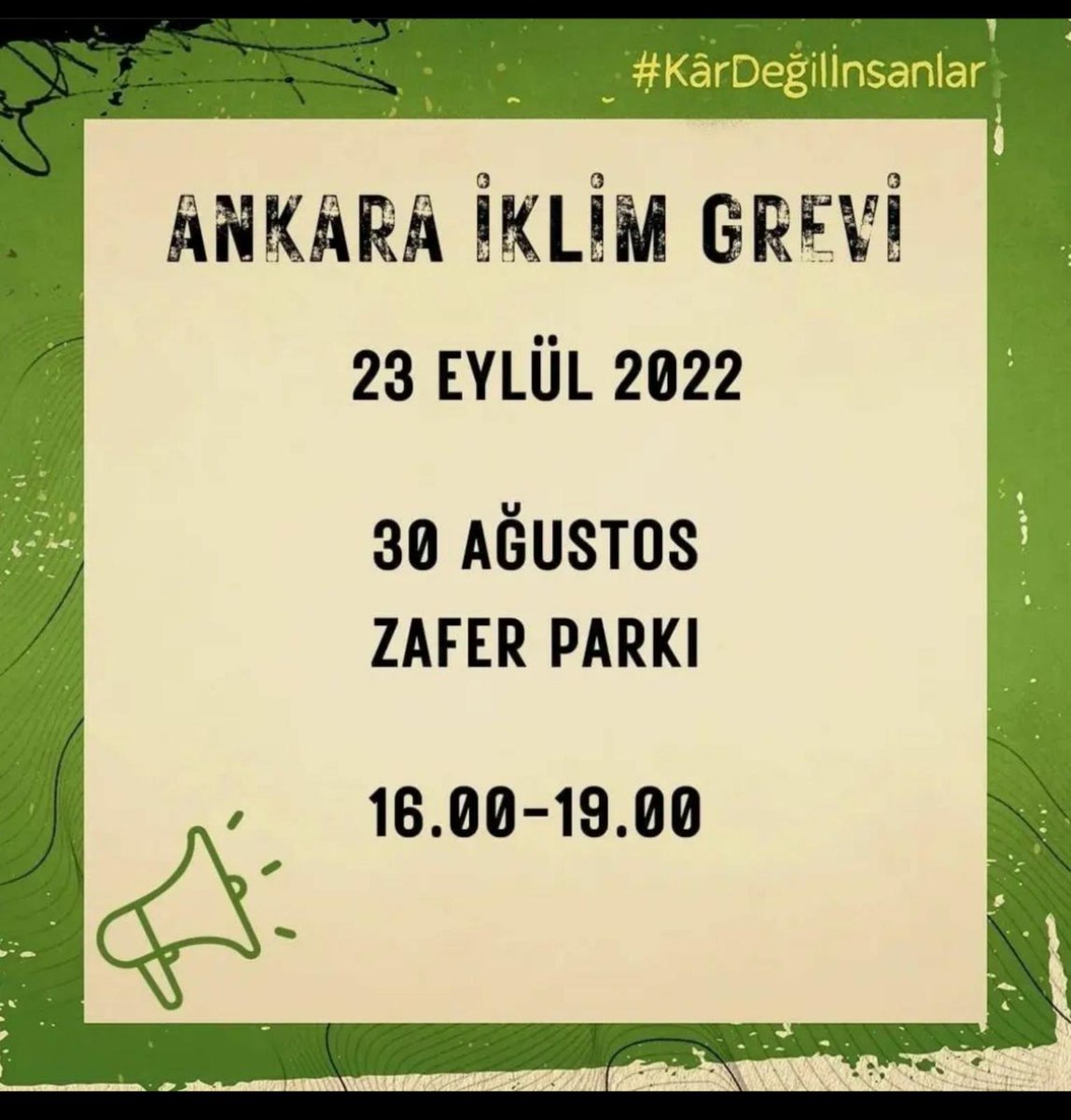 📢 Bugün biz de Ankara'daki iklim grevinde olacağız.

🪧 İklim krizinde hayvancılığın kritik zararlarına dikkat çeken pankartlarımızdan bizi tanıyabilirsiniz.

#KarDeğilİnsanlar #PeopleNotProfit