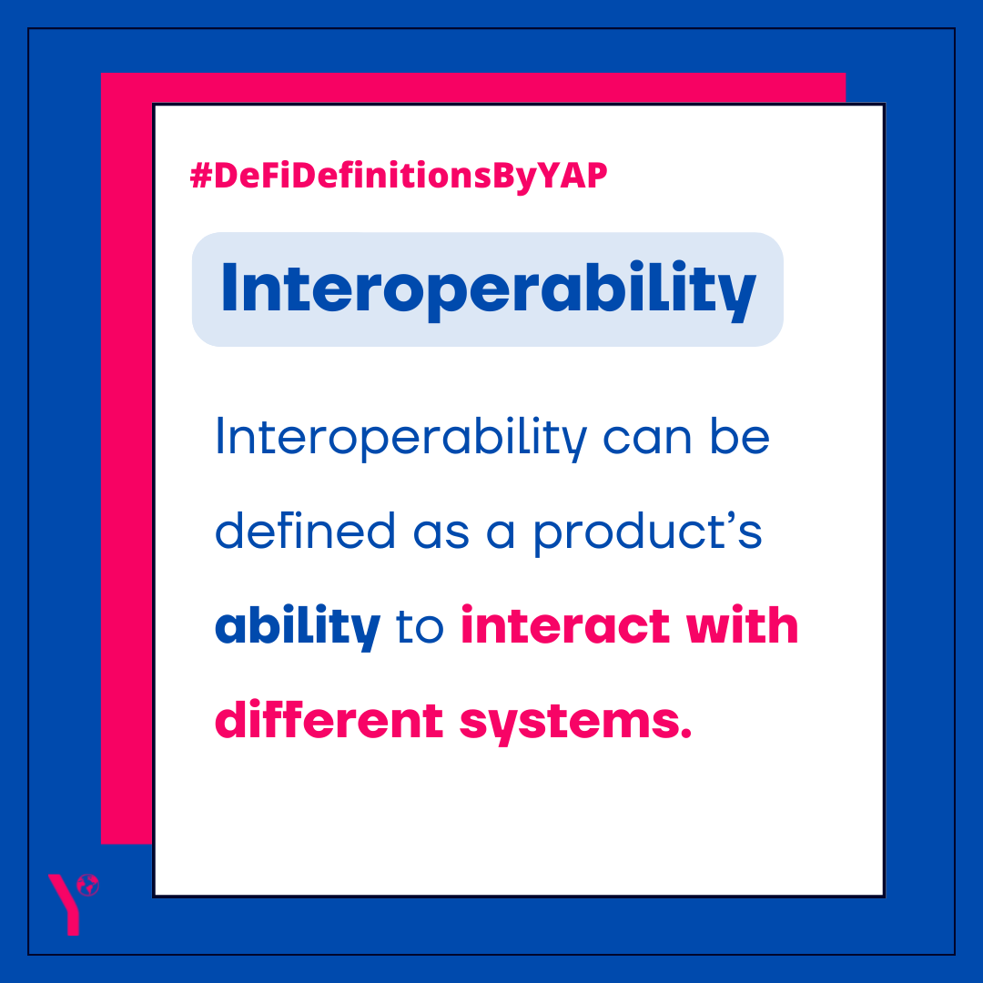 YAPGlobalTeam's tweet photo. What is Interoperability and why is it important in crypto?
In this weekโs #DeFiDefinitionsByYAP ๐, @EwanBrewster explains what Interoperability is in the 36th edition of our weekly newsletter, The Context ๐
Read the full newsletter here: https://t.co/XJr3hP2I6L https://t.co/4ZPae8jwU1